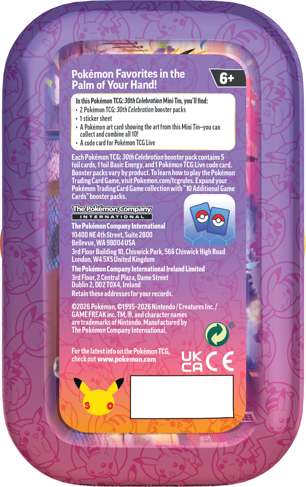 Pokémon TCG 30th Celebration Mini Tin Display (10 Tins)