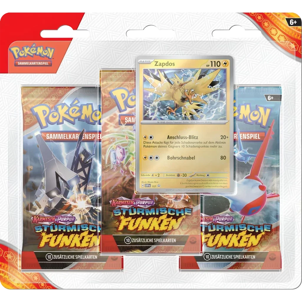 Pokémon TCG: Scarlet & Violet SV08 – Surging Spark 3-Pack Blister Zapdos