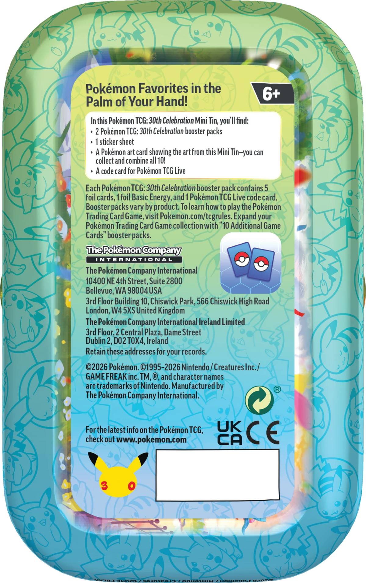 Pokémon TCG 30th Celebration Mini Tin Display (10 Tins)