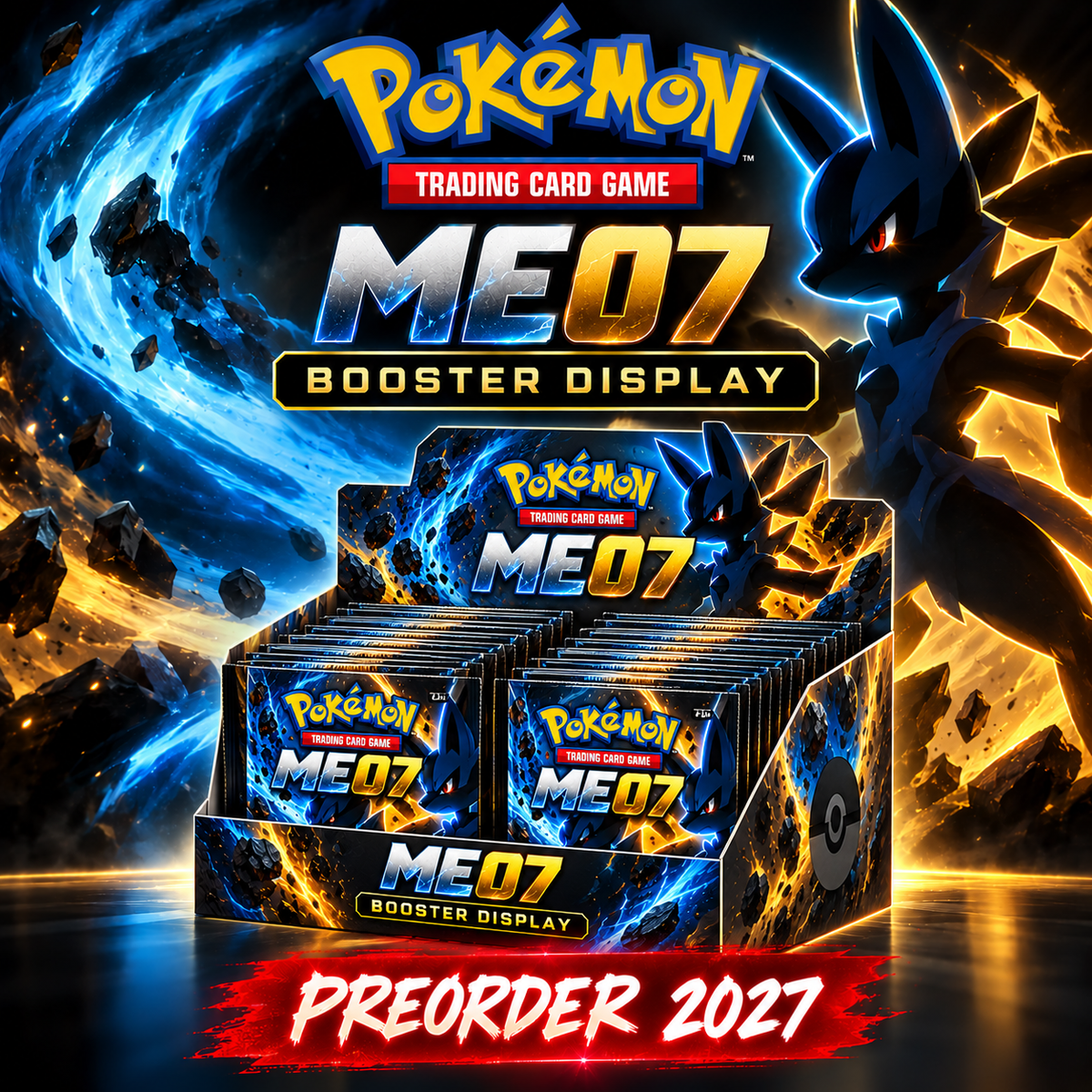 ME07 Booster Display Preorder 2027 – Konzeptbild, kein offizielles Produktfoto